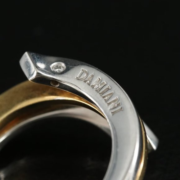 $6500 / Italian Damiani Diamond Bypass Ring / 18K Gold Heavy ring - Picture 2 of 7